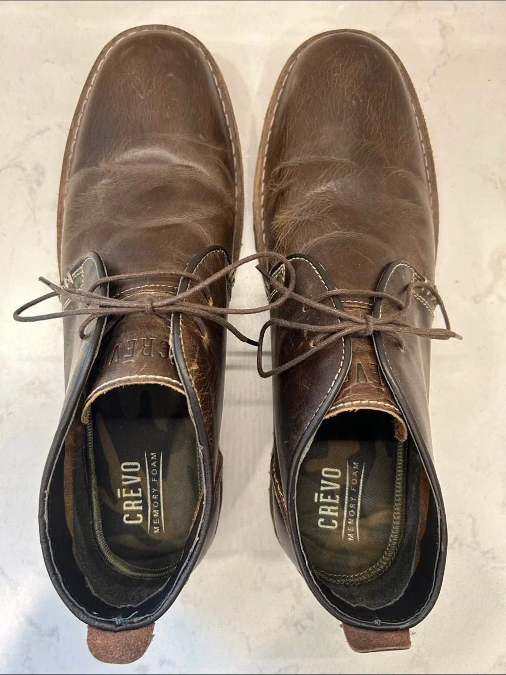Crevo Longport Mens Size 12 Brown Leather Casual Ankle Chukka Boot Shoes